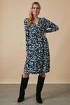 Wallis Blue Leopard Jersey Midi Dress thumbnail 1