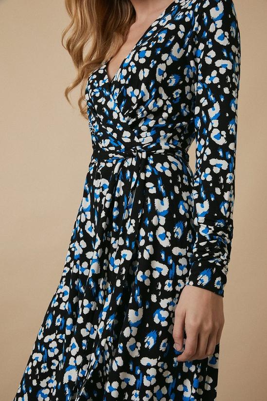 Wallis Blue Leopard Jersey Midi Dress 4