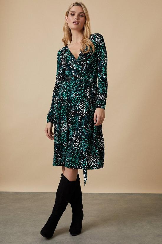 Wallis Green Abstract Jersey Midi Dress 1