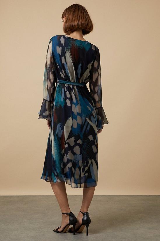 Wallis Teal Abstract Belted Wrap Midi Dress 3