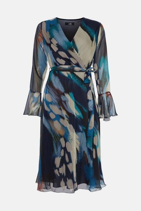 Wallis Teal Abstract Belted Wrap Midi Dress 5
