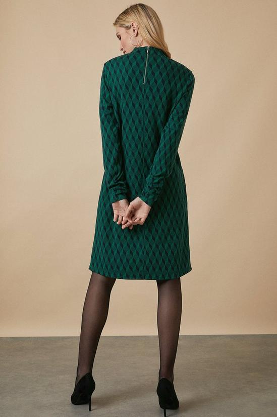 Wallis Tall Green Geo Jacquard High Neck Dress 3