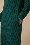 Wallis Tall Green Geo Jacquard High Neck Dress thumbnail 4