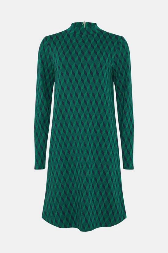 Wallis Tall Green Geo Jacquard High Neck Dress 5