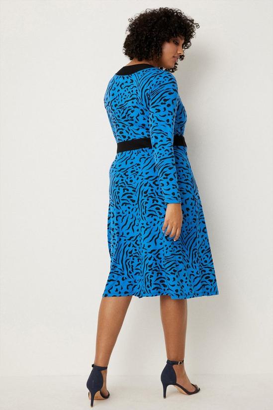 Wallis Curve Blue Animal Jersey Wrap Belted Midi Dress 3