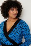 Wallis Curve Blue Animal Jersey Wrap Belted Midi Dress thumbnail 4