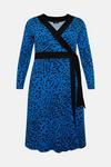 Wallis Curve Blue Animal Jersey Wrap Belted Midi Dress thumbnail 5
