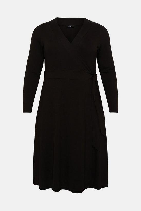 Wallis Curve Black Jersey Wrap Belted Midi Dress 5