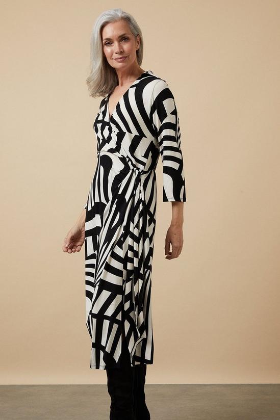 Wallis Mono Graphic Wrap Jersey Shirt Midi Dress 1