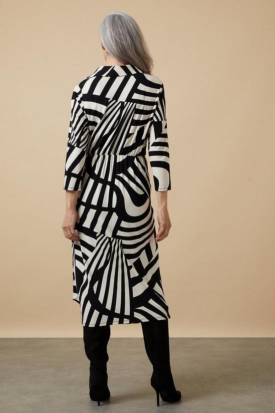 Wallis Mono Graphic Wrap Jersey Shirt Midi Dress 3