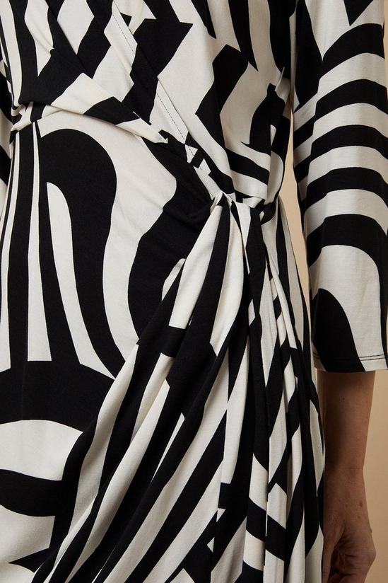 Wallis Mono Graphic Wrap Jersey Shirt Midi Dress 4