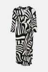 Wallis Mono Graphic Wrap Jersey Shirt Midi Dress thumbnail 5