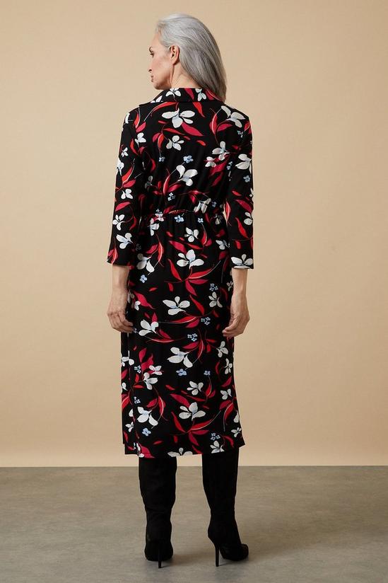 Wallis Black Floral Wrap Jersey Shirt Midi Dress 3