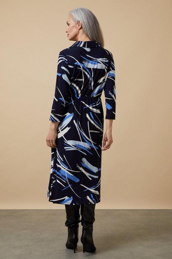 Wallis Blue Brushstroke Wrap Jersey Shirt Midi Dress 3