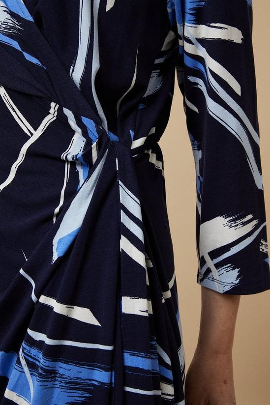 Wallis Blue Brushstroke Wrap Jersey Shirt Midi Dress 6