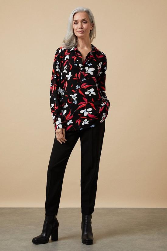 Wallis Black Floral Collared Jersey Shirt 2