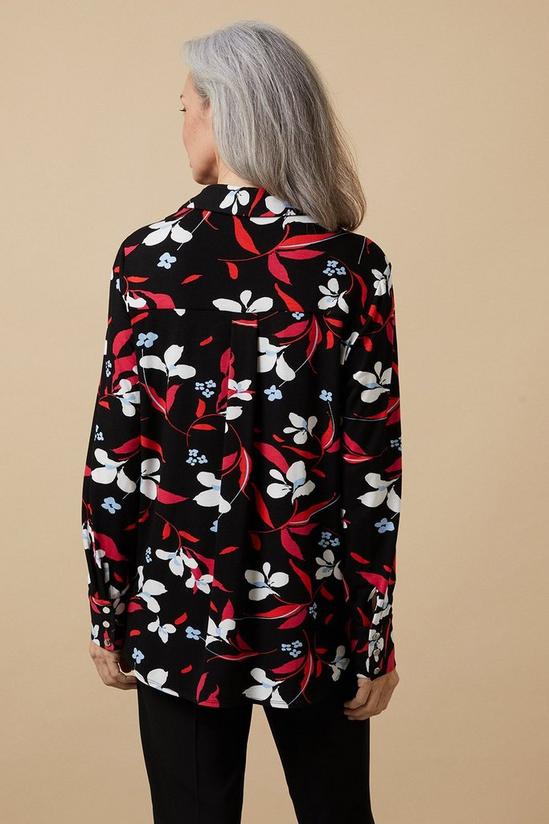 Wallis Black Floral Collared Jersey Shirt 3