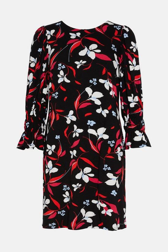 Wallis Black Floral Flute Sleeve Jersey Shift Dress 5