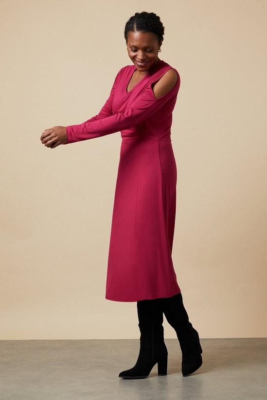 Wallis Dark Pink Jersey Cold Shoulder Midi Dress 2