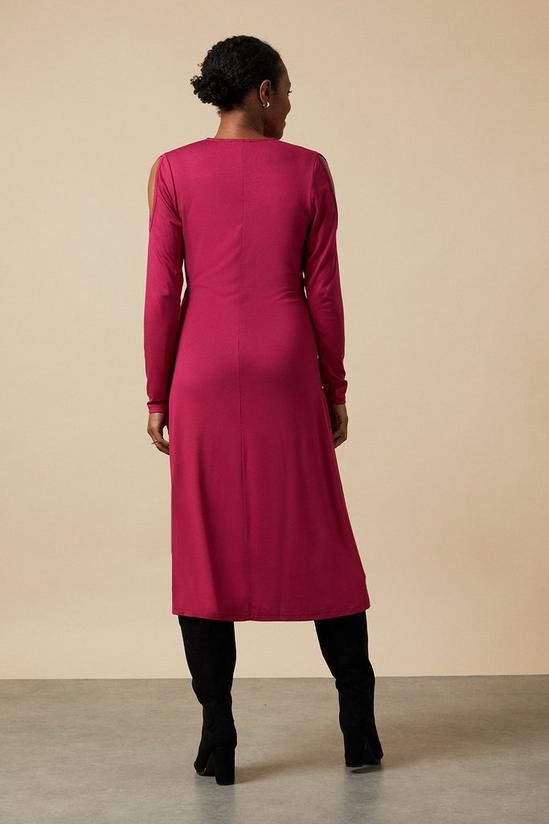 Wallis Dark Pink Jersey Cold Shoulder Midi Dress 3