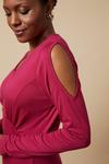 Wallis Dark Pink Jersey Cold Shoulder Midi Dress thumbnail 4