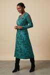 Wallis Green Abstract Jersey Cold Shoulder Midi Dress thumbnail 1