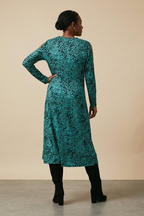 Wallis Green Abstract Jersey Cold Shoulder Midi Dress 3