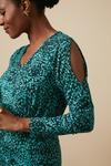 Wallis Green Abstract Jersey Cold Shoulder Midi Dress thumbnail 4