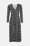 Wallis Petite Mono Polka Dot Split Hem Jersey Midi Dress thumbnail 5