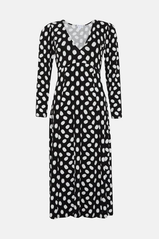 Wallis Petite Mono Polka Dot Split Hem Jersey Midi Dress 5