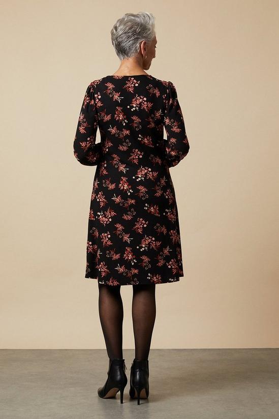 Wallis Petite Black Floral Tie Cuff Jersey Shift Dress 3