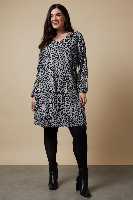 Wallis Curve Knitted Animal Print Dress 1