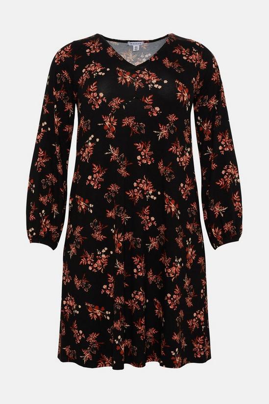 Wallis Curve Black Floral Jersey Swing Dress 5