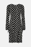 Wallis Tall Mono Polka Dot Tie Cuff Jersey Shift Dress thumbnail 5