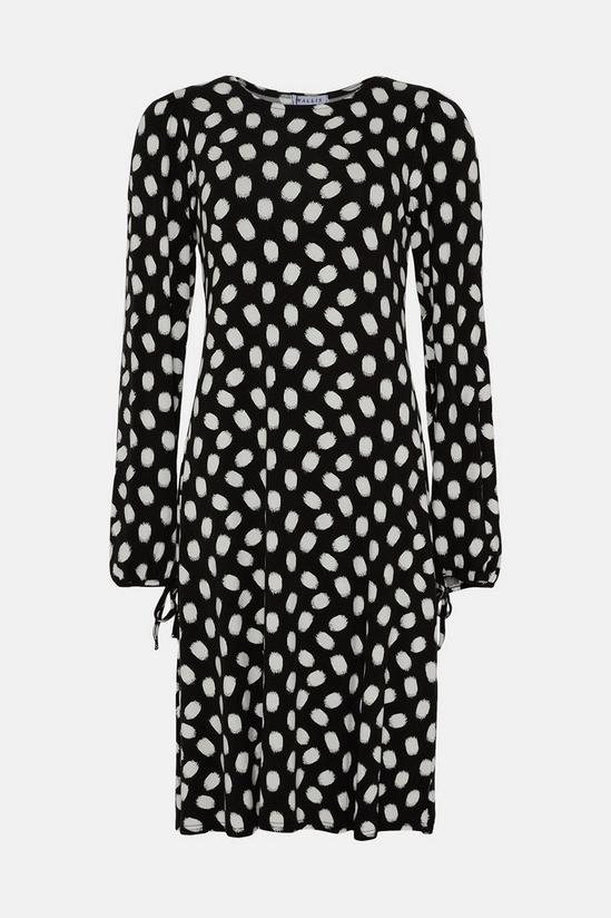 Wallis Tall Mono Polka Dot Tie Cuff Jersey Shift Dress 5