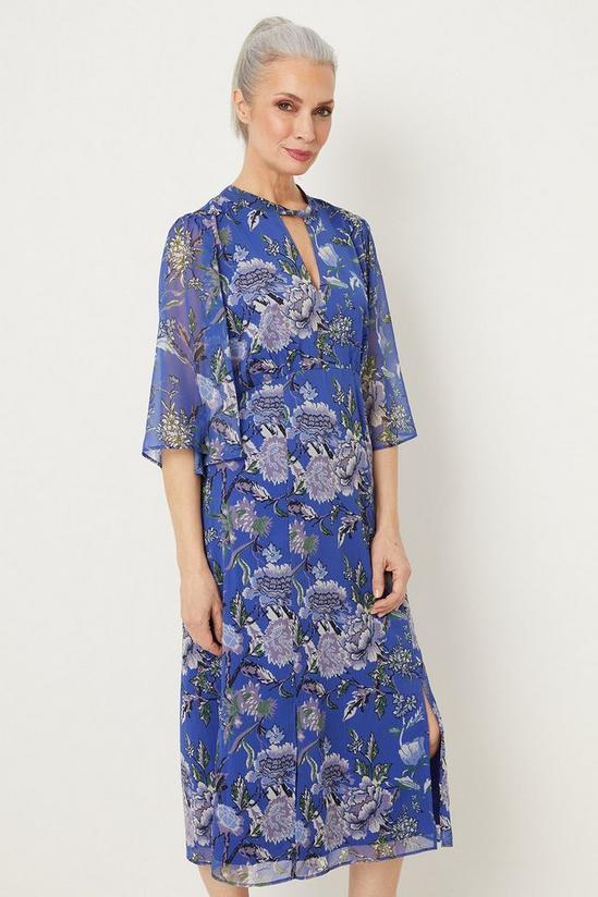Wallis Blue Floral Twist Neck Midi Dress 2