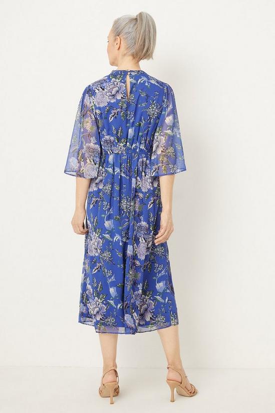 Wallis Blue Floral Twist Neck Midi Dress 3