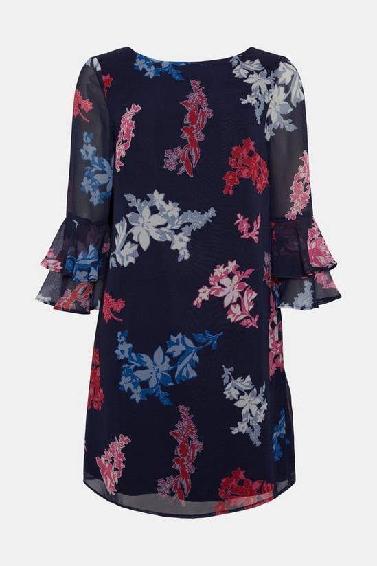 Wallis Navy And Pink Floral Fluted Shift Dress 5