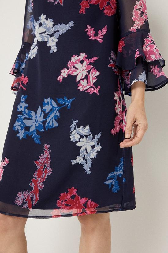 Wallis Navy And Pink Floral Fluted Shift Dress 6
