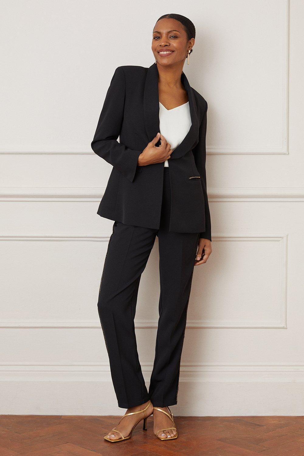 Womens Chain Detail Fitted Suit Blazer