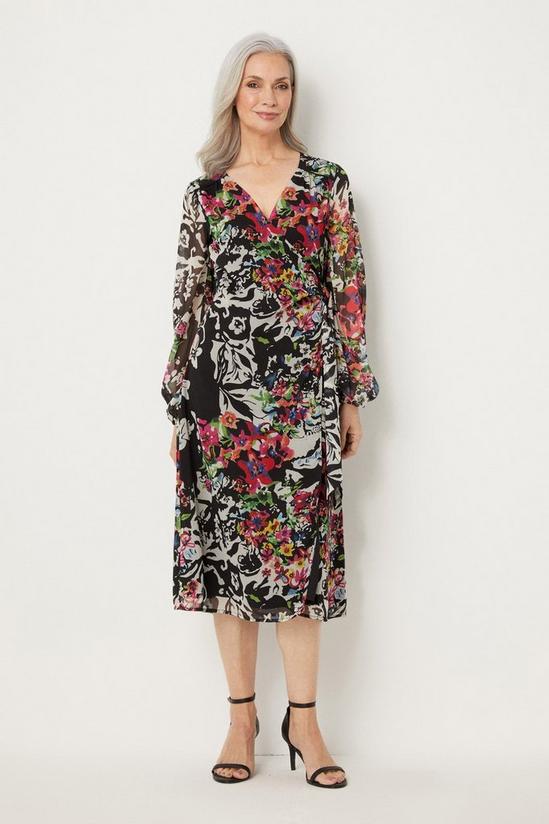Wallis Colourful Floral Wrap Midi Dress 1