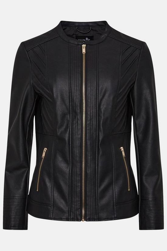 Wallis Black Collarless Faux Leather Zip Front Jacket 5