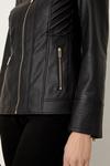 Wallis Black Collarless Faux Leather Zip Front Jacket thumbnail 6