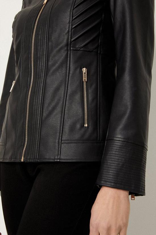 Wallis Black Collarless Faux Leather Zip Front Jacket 6