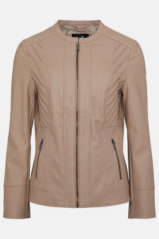Wallis Mink Collarless Faux Leather Zip Front Jacket 5