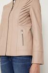 Wallis Mink Collarless Faux Leather Zip Front Jacket thumbnail 6