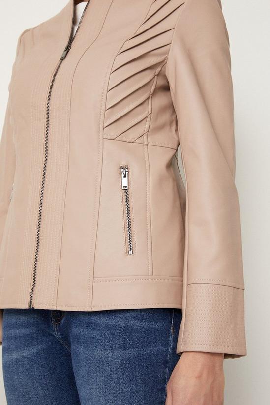 Wallis Mink Collarless Faux Leather Zip Front Jacket 6
