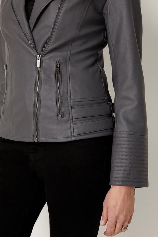 Wallis Dark Grey Faux Leather Biker Jacket 6