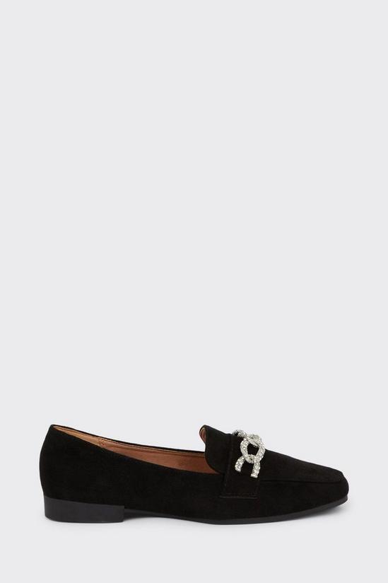 Wallis Lina Diamante Chain Detail Square Toe Soft Loafers 2