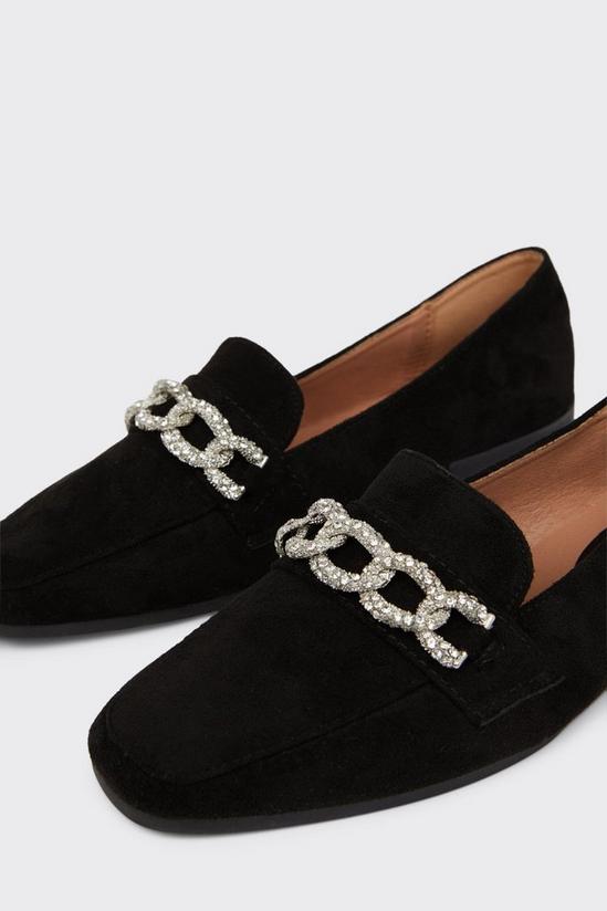 Wallis Lina Diamante Chain Detail Square Toe Soft Loafers 3